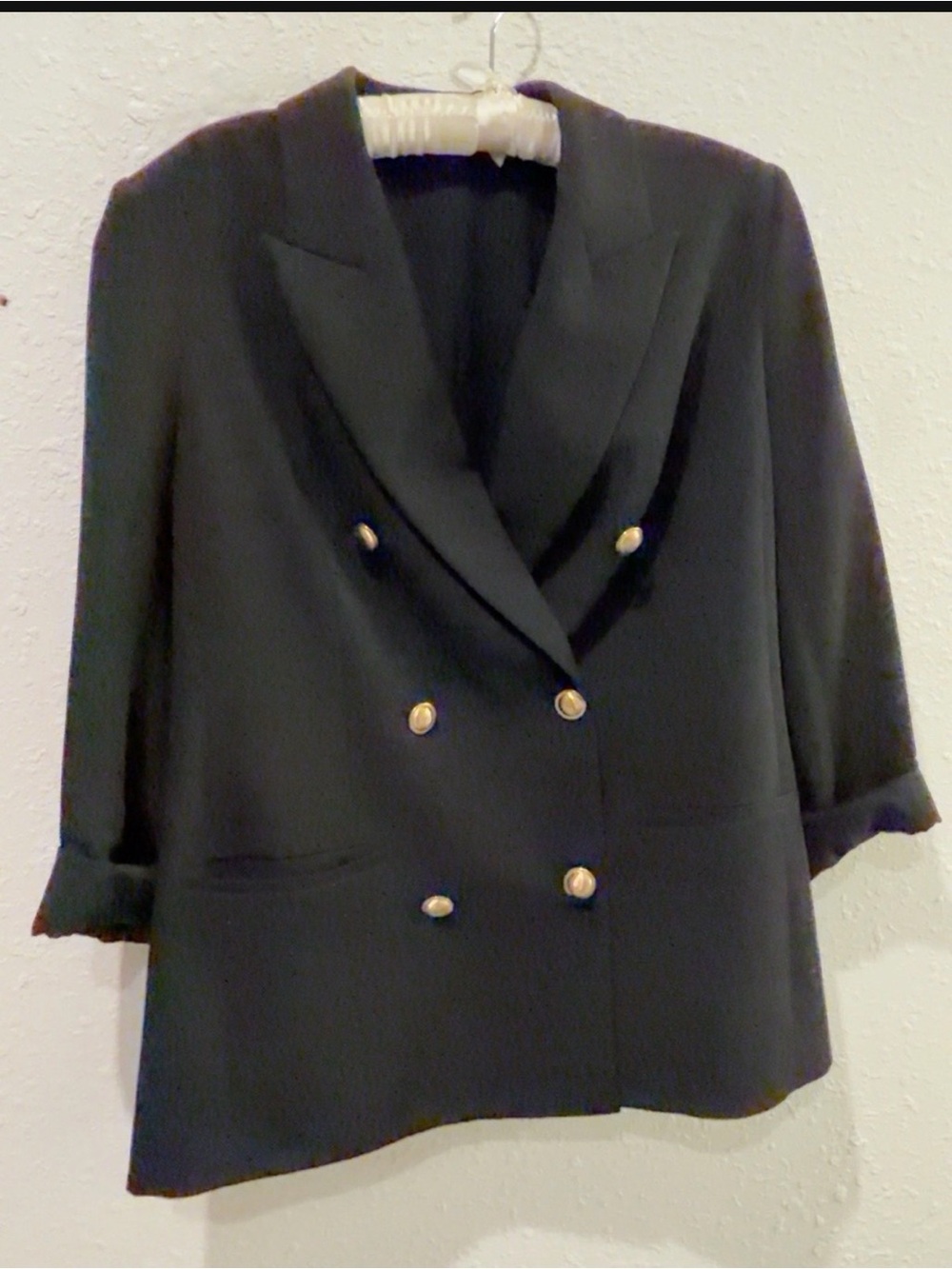 Express Black Double-Breasted Blazer with Gold Buttons